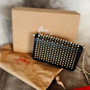 Christian Louboutin Zoompouch Crossbody Bag Spiked Leather Black